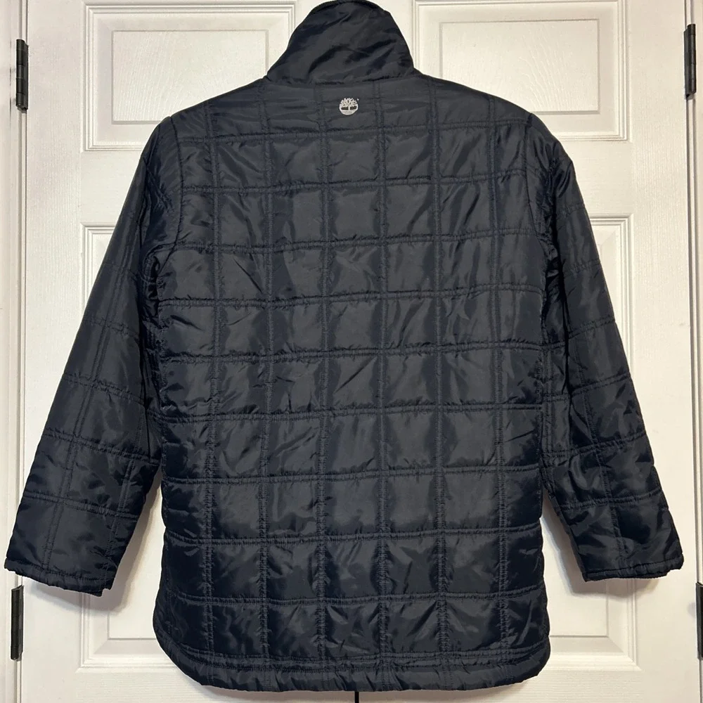 Timberland Youth Quited Puffer Jacket Large 16/18 Navy‎ Fleece Lined Zip Pockets